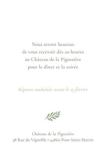 Carton d'invitation mariage Champêtre (Portrait) Blanc - Verso Carton d'invitation mariage Champêtre (Portrait) Blanc - Verso