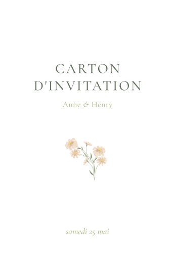 Carton d'invitation mariage Champêtre (Portrait) Blanc - Recto Carton d'invitation mariage Champêtre (Portrait) Blanc - Recto