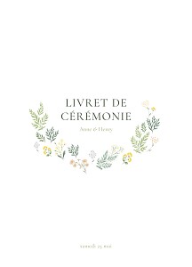 Couverture livret de messe mariage sans photo champêtre (4 pages) blanc Couverture livret de messe mariage sans photo champêtre (4 pages) blanc