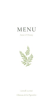 Menu de mariage champêtre blanc Menu de mariage champêtre blanc