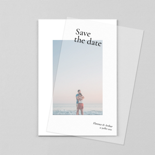 Save the Date Sobre petit portrait (calque) blanc - Vue 2