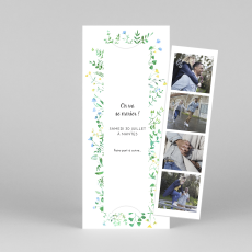 Save the Date Cadre fleuri (marque-page) blanc Save the Date Cadre fleuri (marque-page) blanc