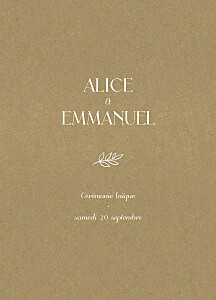 Couverture livret de messe mariage beige dryade kraft Couverture livret de messe mariage beige dryade kraft