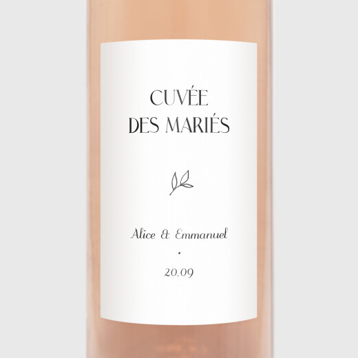 Étiquette de bouteille mariage Dryade blanc - Vue 1 Étiquette de bouteille mariage Dryade blanc - Vue 1