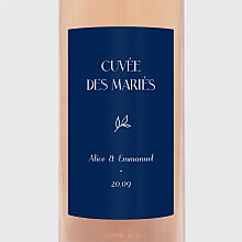 Étiquette de bouteille mariage Dryade Bleu Étiquette de bouteille mariage Dryade Bleu