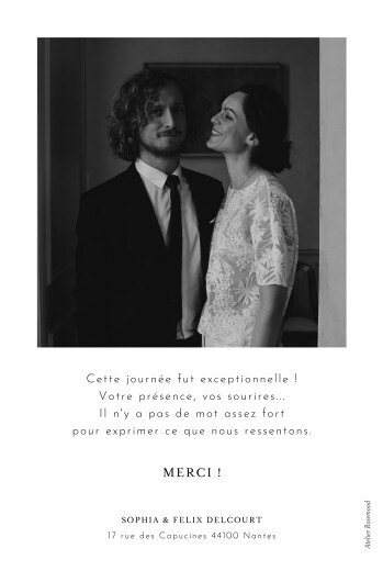 Carte de remerciement mariage Grand évènement Blanc - Verso