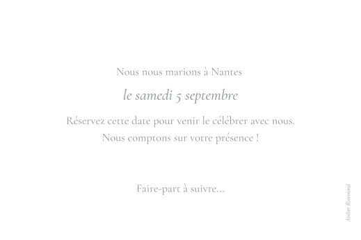 Save the Date Jardin bohème blanc - Verso