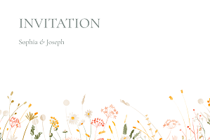 Carton d'invitation mariage sans photo jardin bohème (paysage) blanc Carton d'invitation mariage sans photo jardin bohème (paysage) blanc