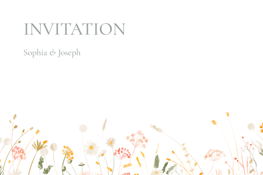 Carton d'invitation mariage Jardin bohème (paysage) blanc - Recto
