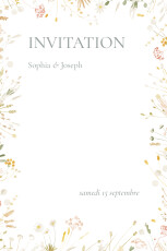 Carton d'invitation mariage Jardin bohème (portrait) blanc