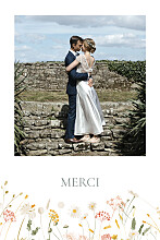 Carte de remerciement mariage Jardin bohème (Portrait) blanc
