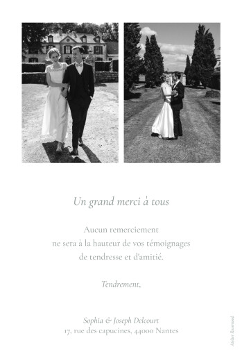 Carte de remerciement mariage Jardin bohème (Portrait) blanc - Verso