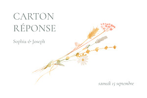 Carton réponse mariage sans photo jardin bohème blanc Carton réponse mariage sans photo jardin bohème blanc