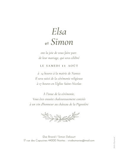 Faire-part de mariage Romantique toscane - Verso Faire-part de mariage Romantique toscane - Verso