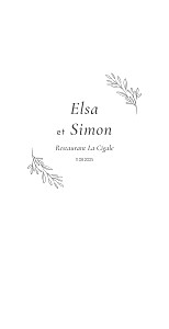 Menu de mariage sans photo romantique anthracite Menu de mariage sans photo romantique anthracite