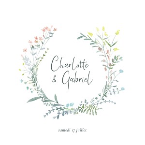 Faire-part de mariage classique couronne florale (4 pages) rose Faire-part de mariage classique couronne florale (4 pages) rose