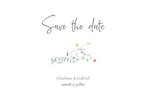 Save the date classique couronne florale rose Save the date classique couronne florale rose