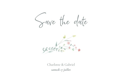 Save the Date Couronne florale Rose - Recto
