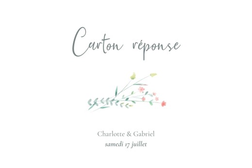 Carton réponse mariage Couronne florale (Paysage) Rose - Recto Carton réponse mariage Couronne florale (Paysage) Rose - Recto