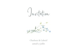 Carton d'invitation mariage Couronne florale (paysage) Bleu Carton d'invitation mariage Couronne florale (paysage) Bleu