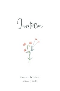 Carton d'invitation mariage rose couronne florale (portrait) rose Carton d'invitation mariage rose couronne florale (portrait) rose