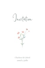 Carton d'invitation mariage Couronne florale (portrait) Rose
