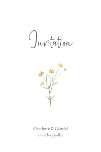 Carton d'invitation mariage jaune couronne florale (portrait) ocre Carton d'invitation mariage jaune couronne florale (portrait) ocre