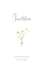 Carton d'invitation mariage Couronne florale (portrait) Ocre
