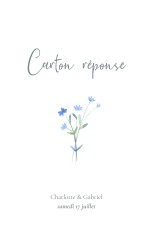 Carton réponse mariage Couronne florale (Portrait) Bleu