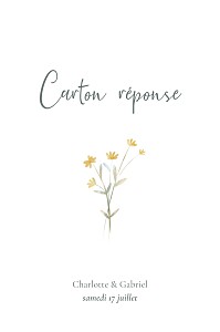 Carton réponse mariage jaune couronne florale (portrait) ocre Carton réponse mariage jaune couronne florale (portrait) ocre