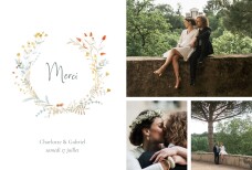 Carte de remerciement mariage Couronne florale (Paysage) Ocre