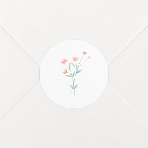 Stickers pour enveloppes mariage Couronne florale rose - Vue 1