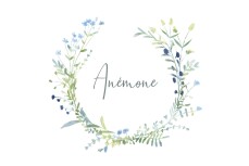 Marque-table mariage Couronne florale bleu