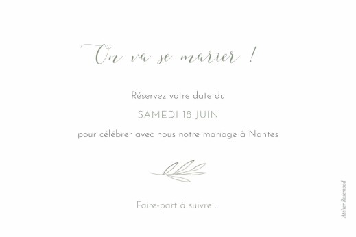 Save the Date Douceur Blanc - Verso
