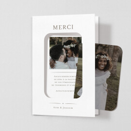 Carte de remerciement mariage Joli détail (cadre) blanc