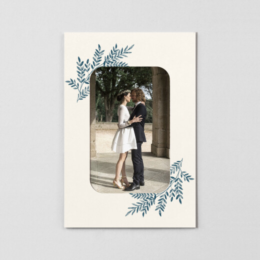 Carte de remerciement mariage Ritournelle (cadre) bleu - Vue 2