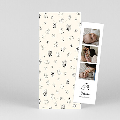 Faire-part de naissance marque-page lapin crayonné (marque page) jaune Faire-part de naissance marque-page lapin crayonné (marque page) jaune