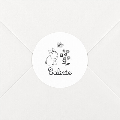 Stickers pour enveloppes naissance personnalisés lapin crayonné jaune Stickers pour enveloppes naissance personnalisés lapin crayonné jaune