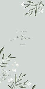 Menu de mariage bleu douceur vert Menu de mariage bleu douceur vert