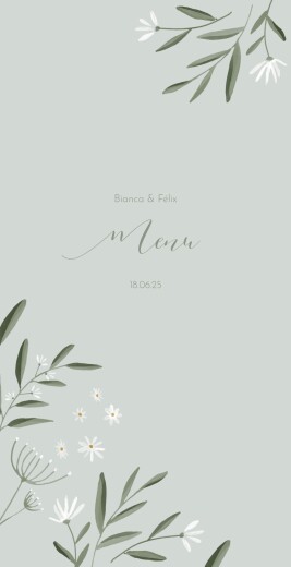 Menu de mariage Douceur vert - Recto Menu de mariage Douceur vert - Recto