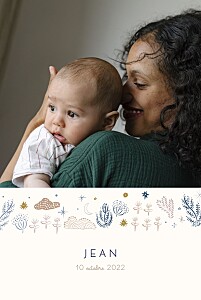 Faire-part de naissance nuage douceur céleste (portrait) beige Faire-part de naissance nuage douceur céleste (portrait) beige