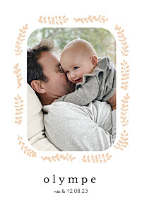 Faire-part de naissance orange pastel végétal (ruban) pêche Faire-part de naissance orange pastel végétal (ruban) pêche