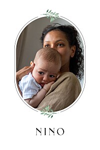 Faire-part de naissance nature graphique végétal (portrait) blanc Faire-part de naissance nature graphique végétal (portrait) blanc