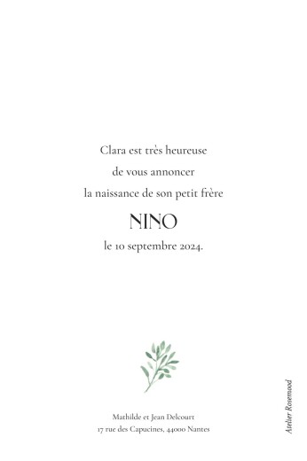 Carte de remerciement Graphique végétal Blanc - Verso Carte de remerciement Graphique végétal Blanc - Verso