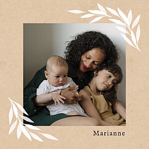 Faire-part de naissance orange feuillage aquarelle beige Faire-part de naissance orange feuillage aquarelle beige