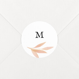 Stickers pour enveloppes naissance Feuillage aquarelle orange
