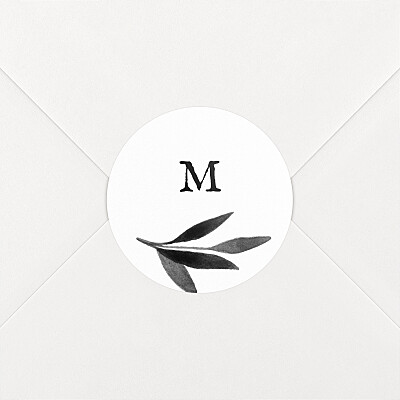 Stickers pour enveloppes naissance noir feuillage aquarelle noir Stickers pour enveloppes naissance noir feuillage aquarelle noir