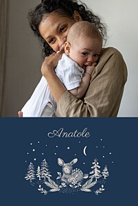 Faire-part de naissance classique histoire de noël bleu Faire-part de naissance classique histoire de noël bleu