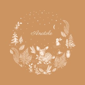 Faire-part de naissance Histoire de Noël (4 pages) ocre