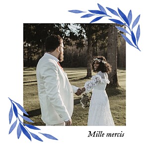 Carte de remerciement mariage bleu feuille aquarelle bleu Carte de remerciement mariage bleu feuille aquarelle bleu